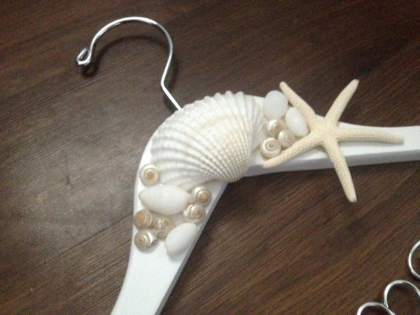 Personalized Beach Wedding Hanger: Starfish Seashell Bridal Gift