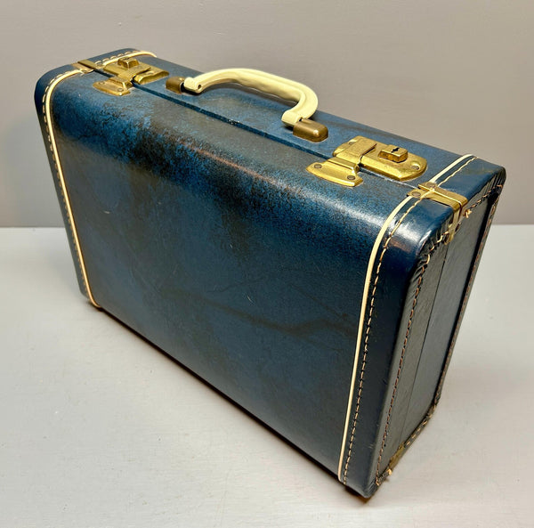 Vintage Suitcase, Vintage Luggage, Suitcase, Luggage, Old Suitcase, Old Luggage, Child's Luggage, Youth Suitcase, Navy Luggage, Travel Decor